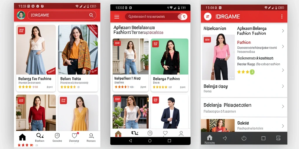 Tampilan menarik dari aplikasi IDRGAME untuk belanja fashion.
