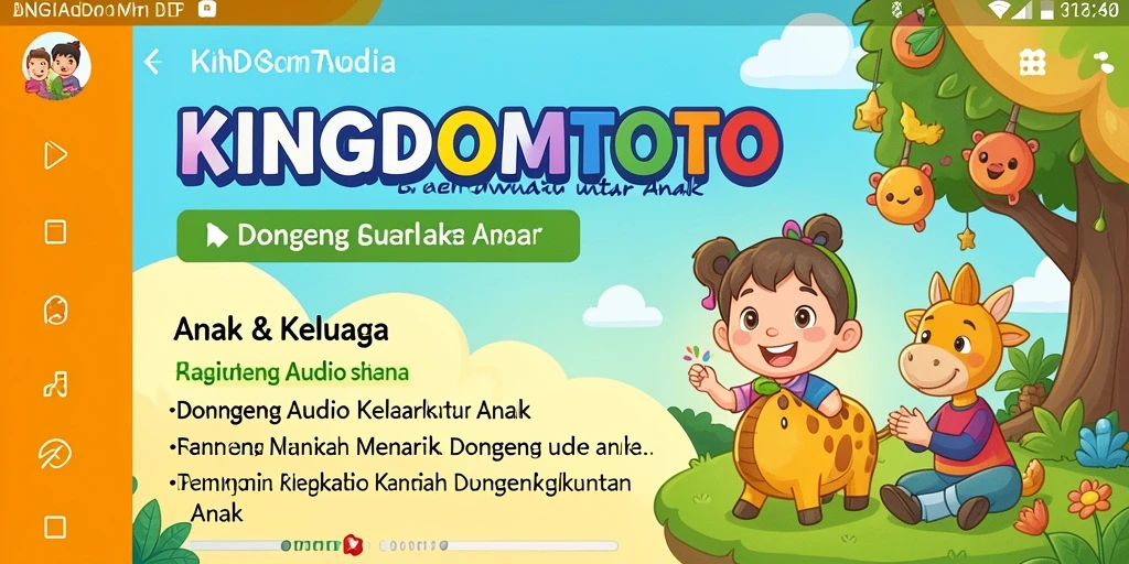 Antarmuka aplikasi KINGDOMTOTO yang ramah anak untuk mendengarkan dongeng.