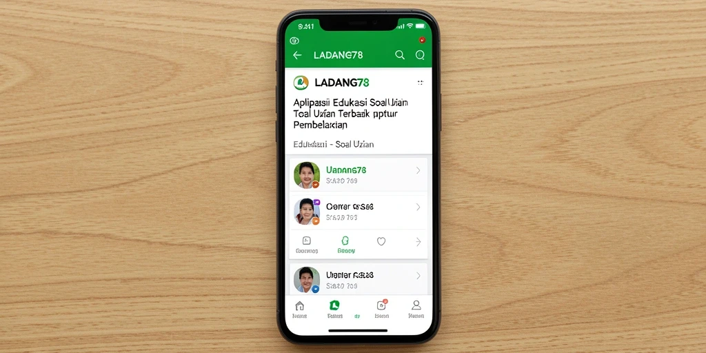 Antarmuka aplikasi LADANG78 untuk latihan Soal Ujian yang interaktif.