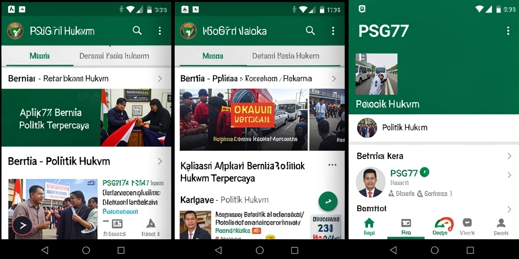 Antarmuka aplikasi PSG77 menampilkan berita politik dan hukum terbaru.