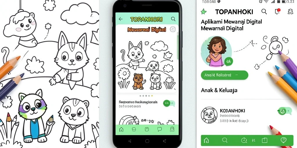 Tampilan antarmuka aplikasi Mewarnai Digital TOPANHOKI yang ramah anak.