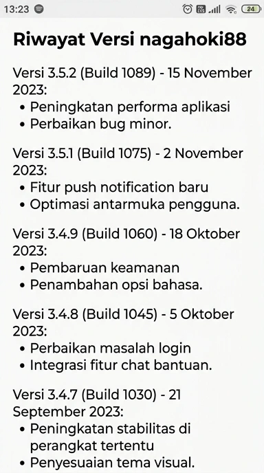 Riwayat Versi Nagahoki88 untuk Pengguna Android